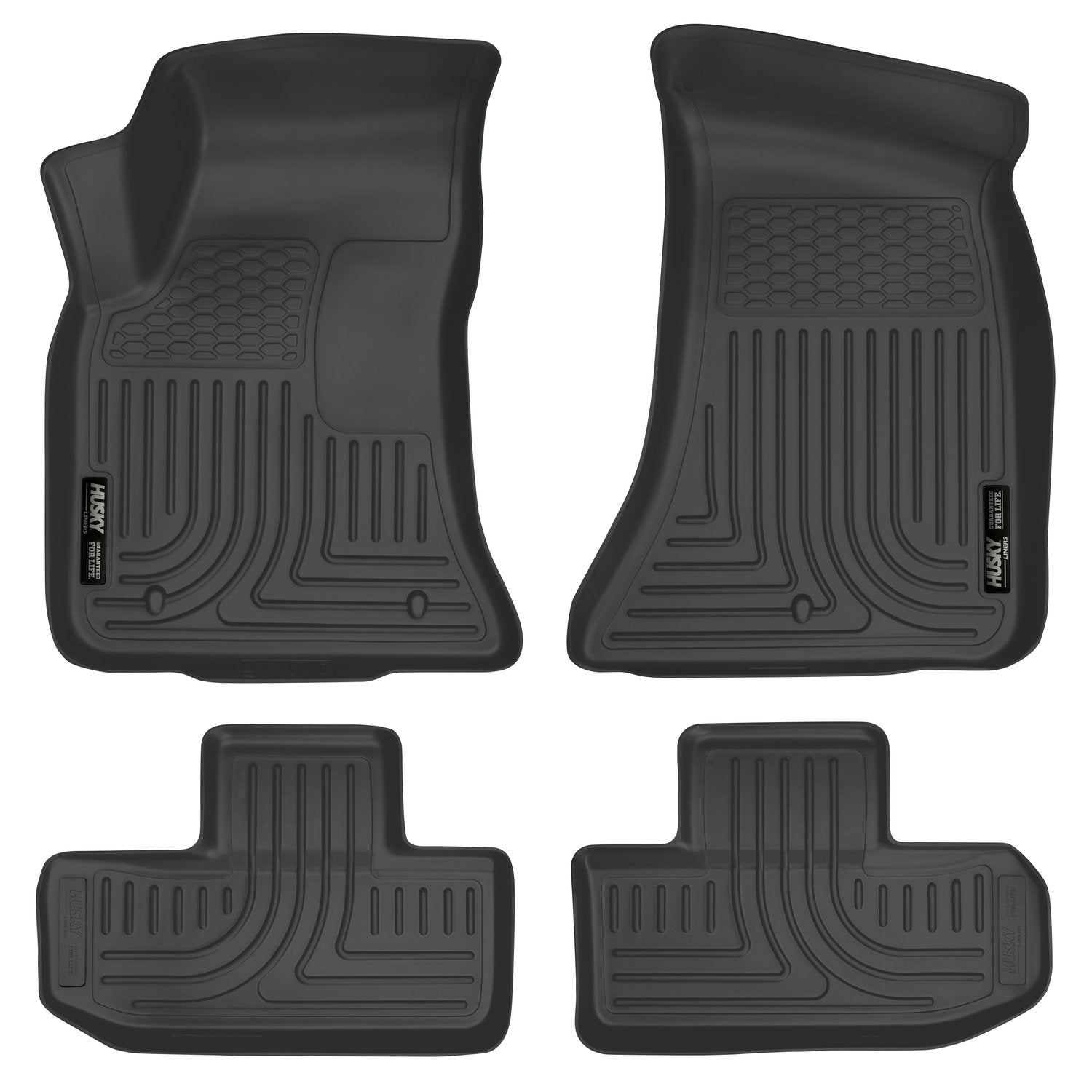 Weatherbeater Husky Liners Floor Mats | Fits 2016-2024 Dodge Challenger (Rear-Wheel Drive only) | Front & 2nd Row, 3-pc Black - 99171
