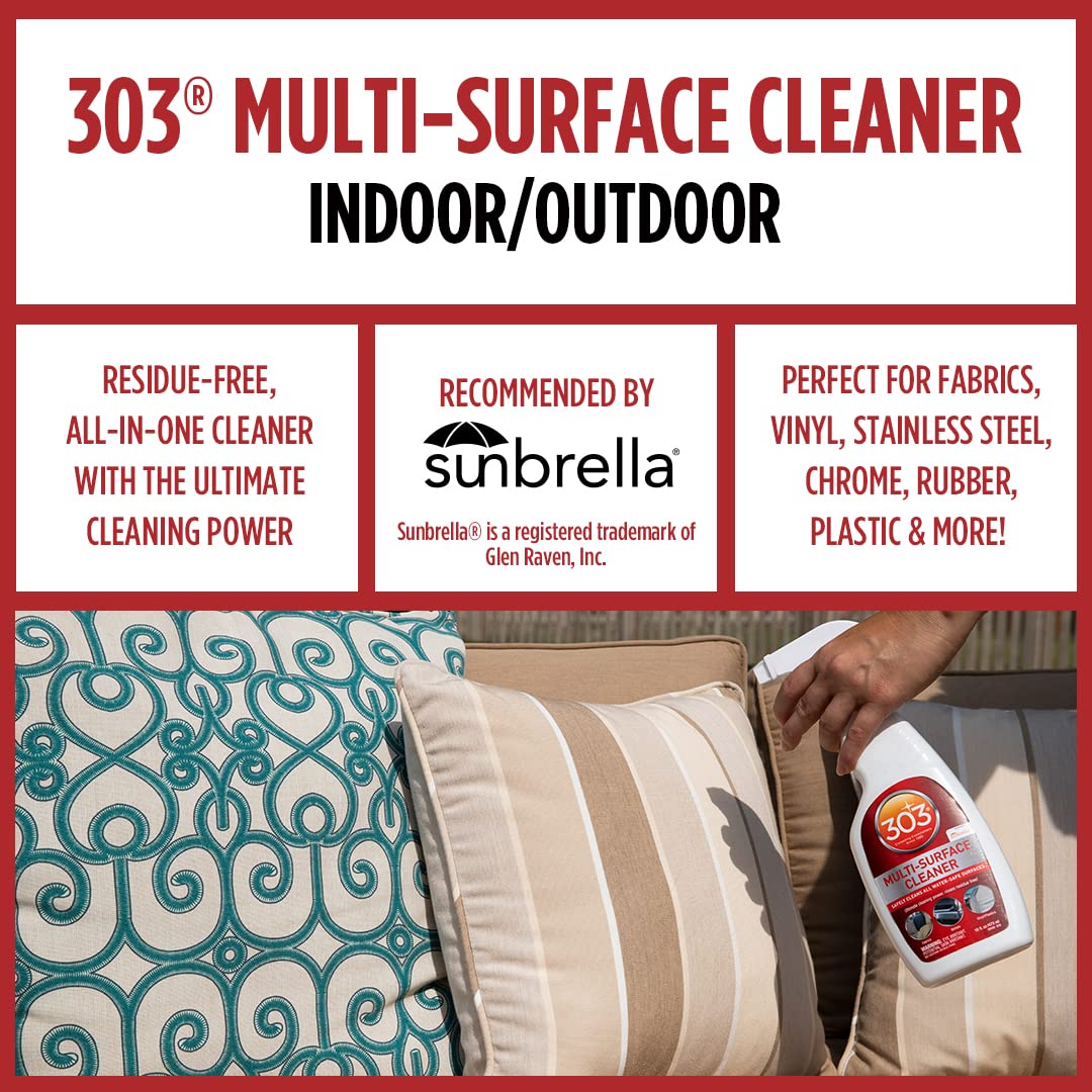 303 Cleaner Multi-Surface - Safely Cleans All Water Safe Surfaces - Ultimate Cleaning Power - Rinses Residue Free - Recommended By Sunbrella, 16 fl. oz. (30445CSR) Packaging May Vary