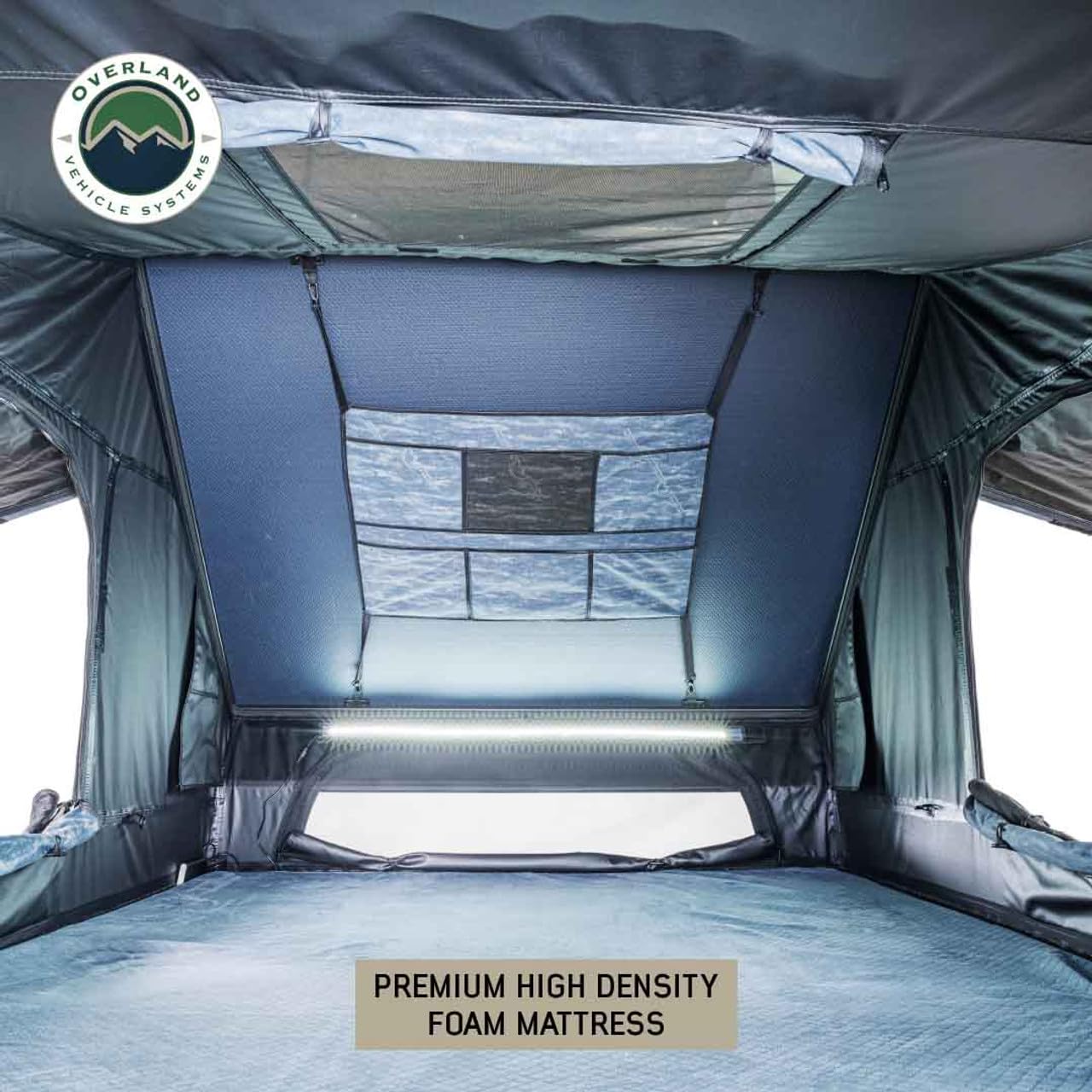 XD Everest Overland Vehicle Systems Cantilever Aluminum Hard Sheel Roof Top Tent with Black Out Kit - Grey Body & Black Rainfly (4 Person Roof Top Tent)