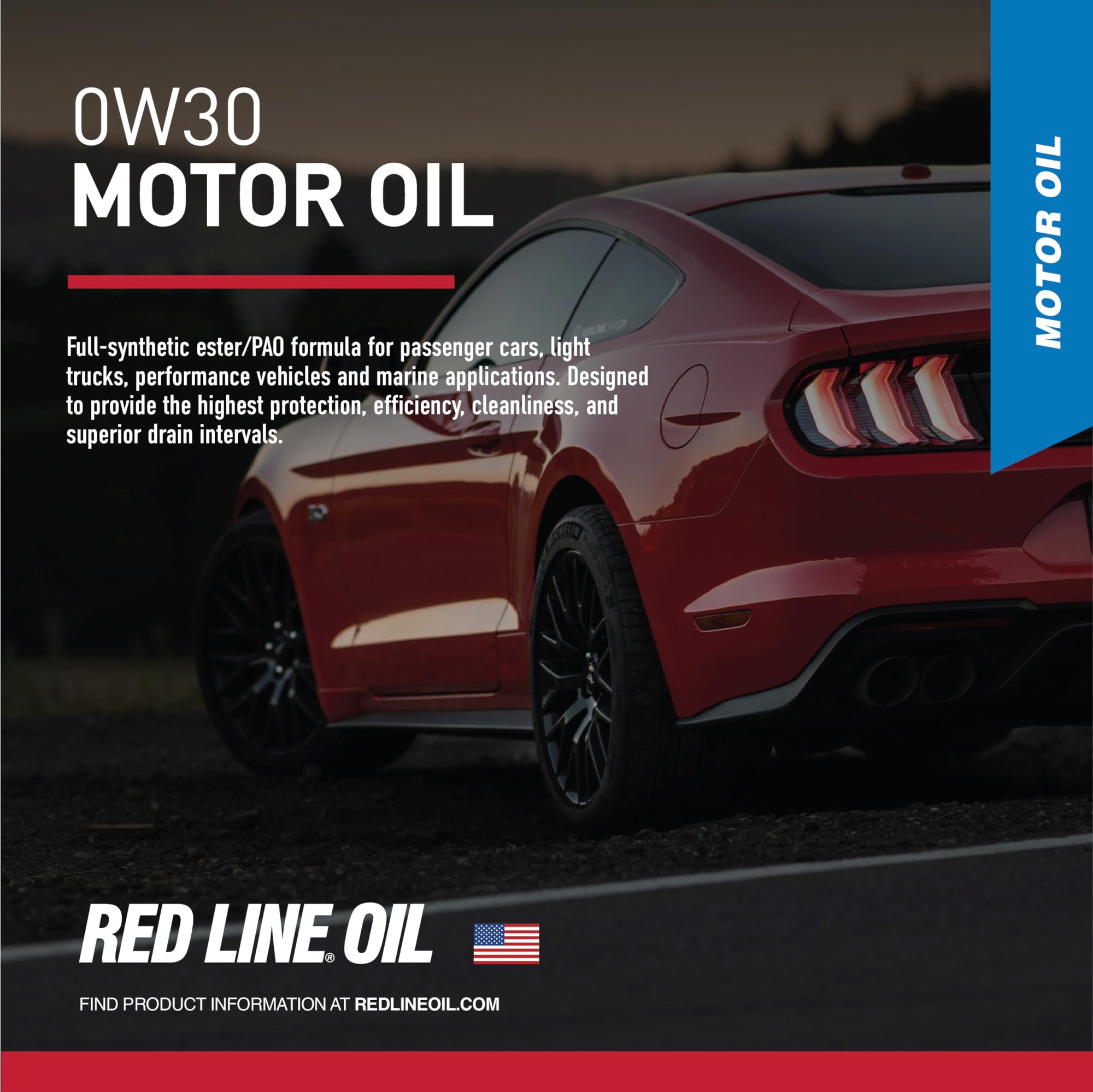 SAE 0W30 Fully Synthetic Motor Oil Red Line - 1 Quart