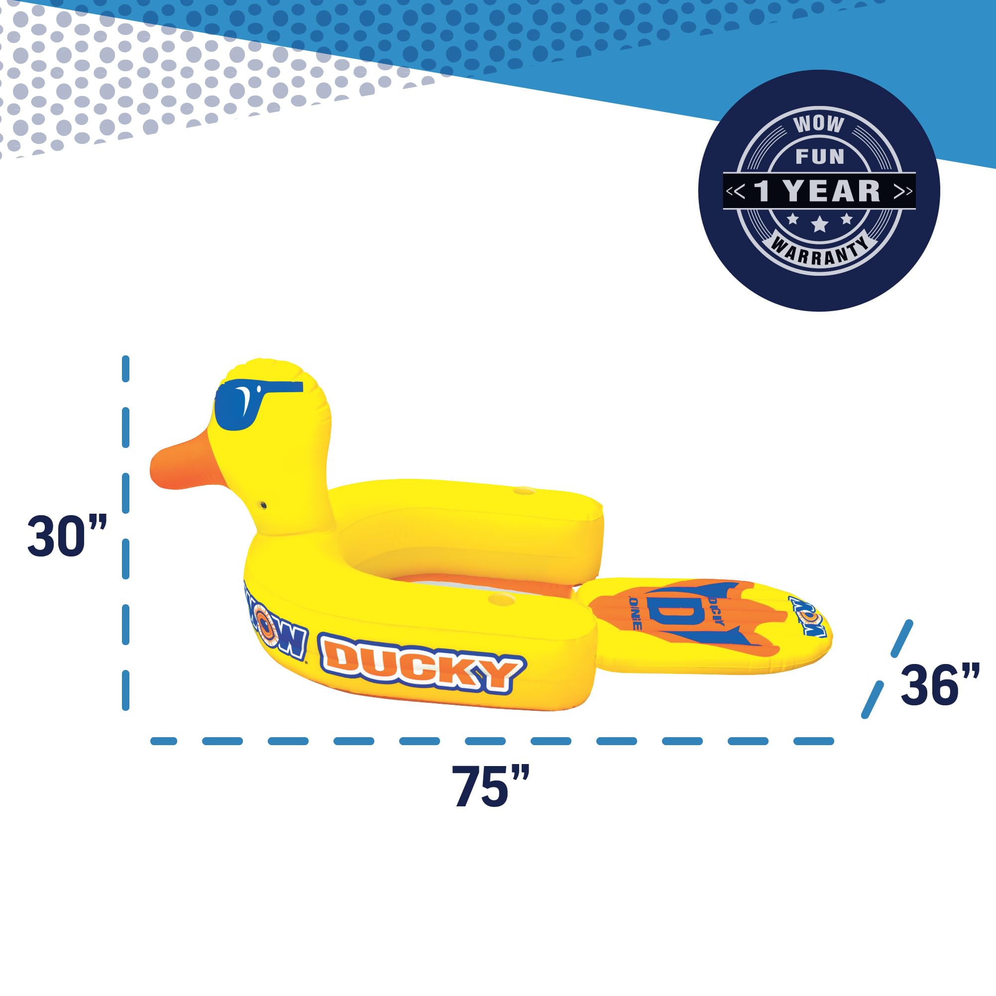 Ducky Lounge WOW Sports 1 Person Inflatable Float Seat with Flip Out Foot Rest, 19-2000
