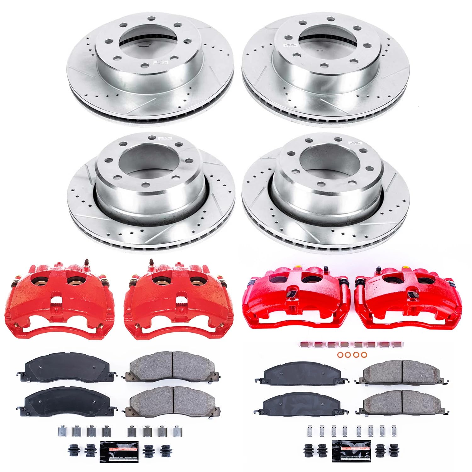 Power Stop Z23 Daily Driver KC5458A Front and Rear Brake Caliper Kit-Drilled/Slotted Rotor, Brake Pads & Calipers For Dodge Ram 3500 2009-2010, Ram 3500 2011-2012 [Model Specific]