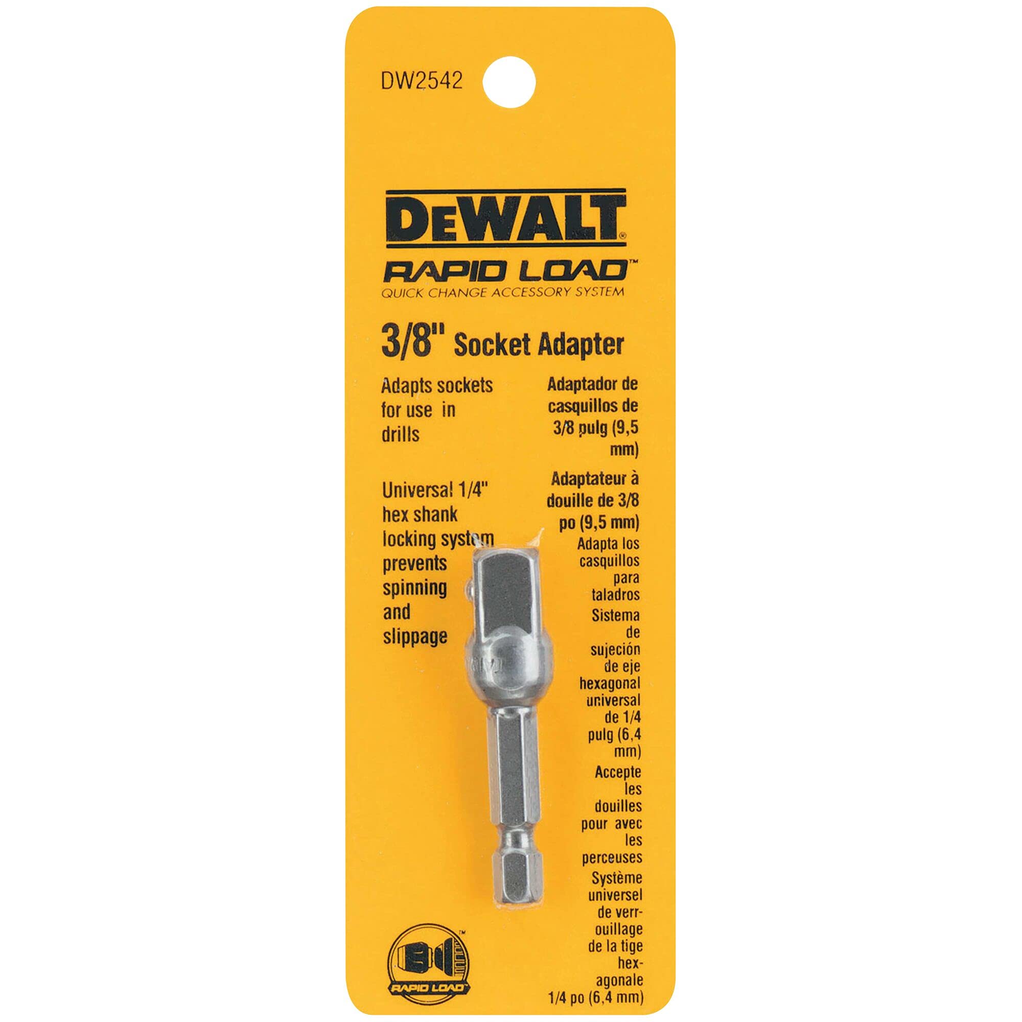 DEWALT 1/4-Inch Hex Drive to DW2542 3/8-Inch Socket Adapter , Silver
