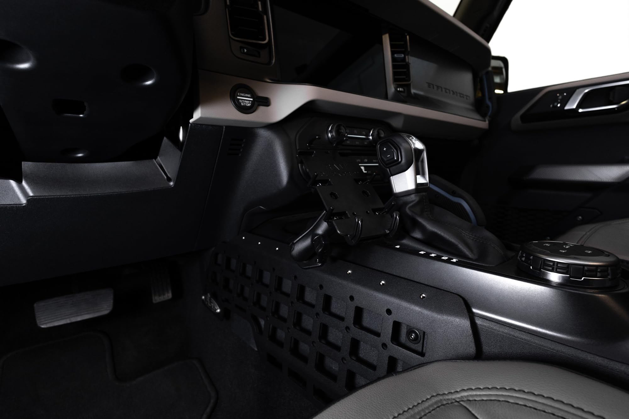 Molle Panels Center Console for The 2021-2024 Ford Bronco & 2022-2024 Ford Bronco Raptor | Digital Device Mounts | PEM Nuts for 10-24 Accessory Bolts | Made in America | Addictive Desert Designs