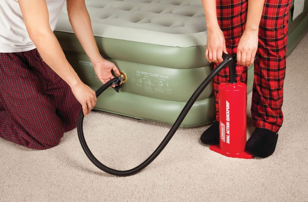 Coleman Dual-Action QuickPump Air Pump, High-Pressure Pump Inflates to 9 PSI, Includes 3 Valve Adapters & Extension Hose for Quick Inflation & Deflation