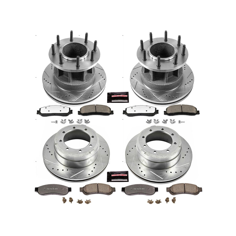 Power Stop K6527-36 Z36 Truck & Tow Front and Rear Brake Kit, Carbon Fiber Ceramic Brake Pads and Drilled/Slotted Brake Rotors For Ford F-350 Super Duty 2012 [Model Specific]