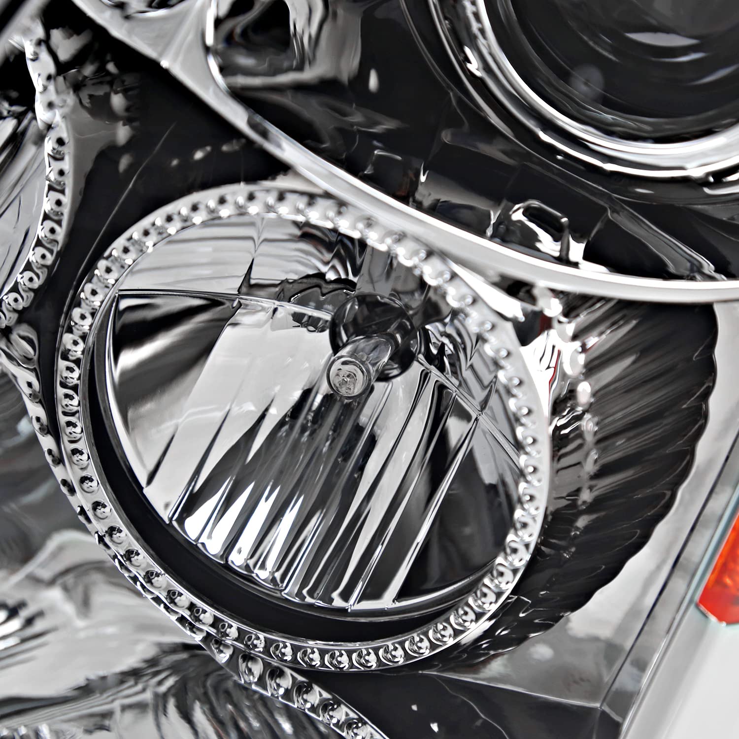 Chrome LED Switchback Projector Headlights SPEC-D TUNING Compatible with 2008-2014 Cadillac CTS, Left + Right Pair Headlamps Assembly