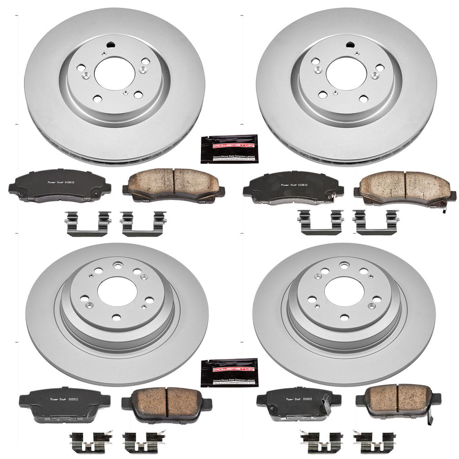 Power Stop Coated Brake Rotor & Ceramic Brake Pads CRK5856- front & rear For Acura TL 2009-2014 [Model Specific]