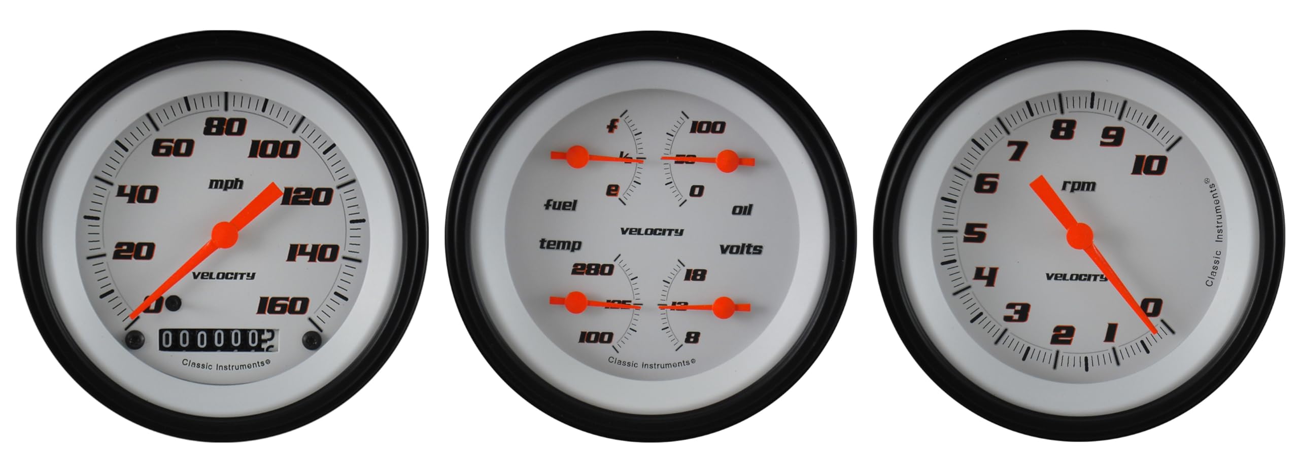 Velocity White Classic Instruments VS03WBLF Three Gauge Set
