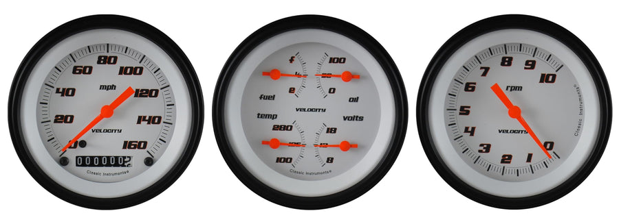 Velocity White Classic Instruments VS03WBLF Three Gauge Set