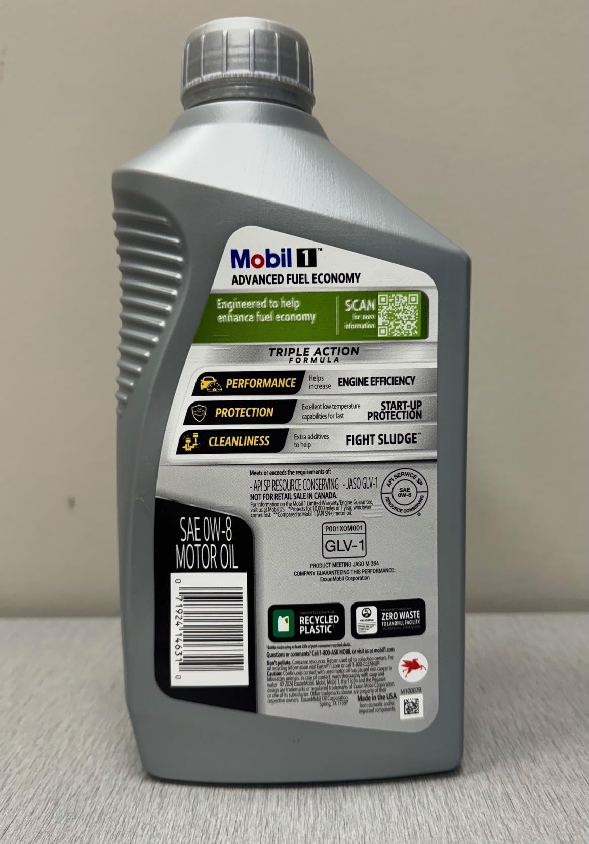 Mobil 1 0W-8 Synthetic Motor Oil JASO GLV-1-6 Quarts (1 Case)