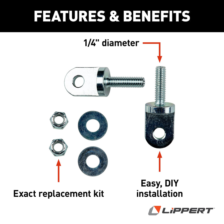 JT's Strong Arm Lippert Replacement RV Jack Stabilizer Swing Bolt Kit for 5th Wheel RVs and Travel Trailers, Includes 1-1/4" Bolts, Washers, Nuts, Exact-Match Components - 314595
