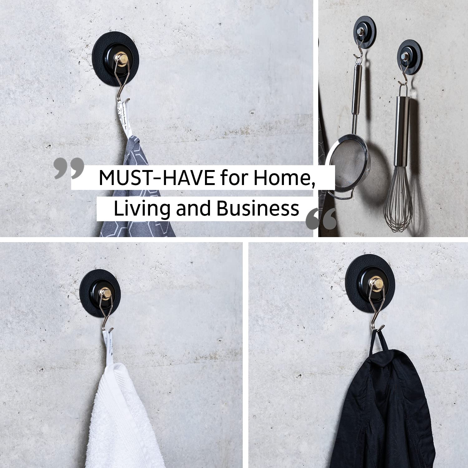 The One silwy® Magnetic Hook with Metal Nano Gel Pad – 7.5 cm Black – No Drilling or Screwing Required – Versatile and Easy to Use