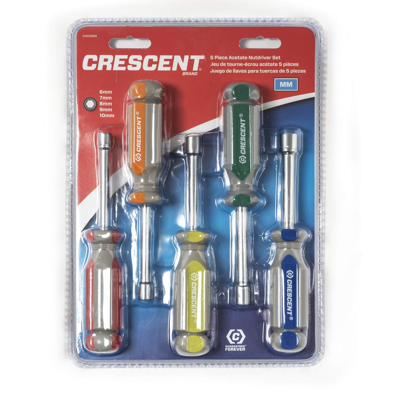 5 Pc. Crescent Metric Solid Shaft Tri-Lobe Acetate Nutdriver Set - CND5MM