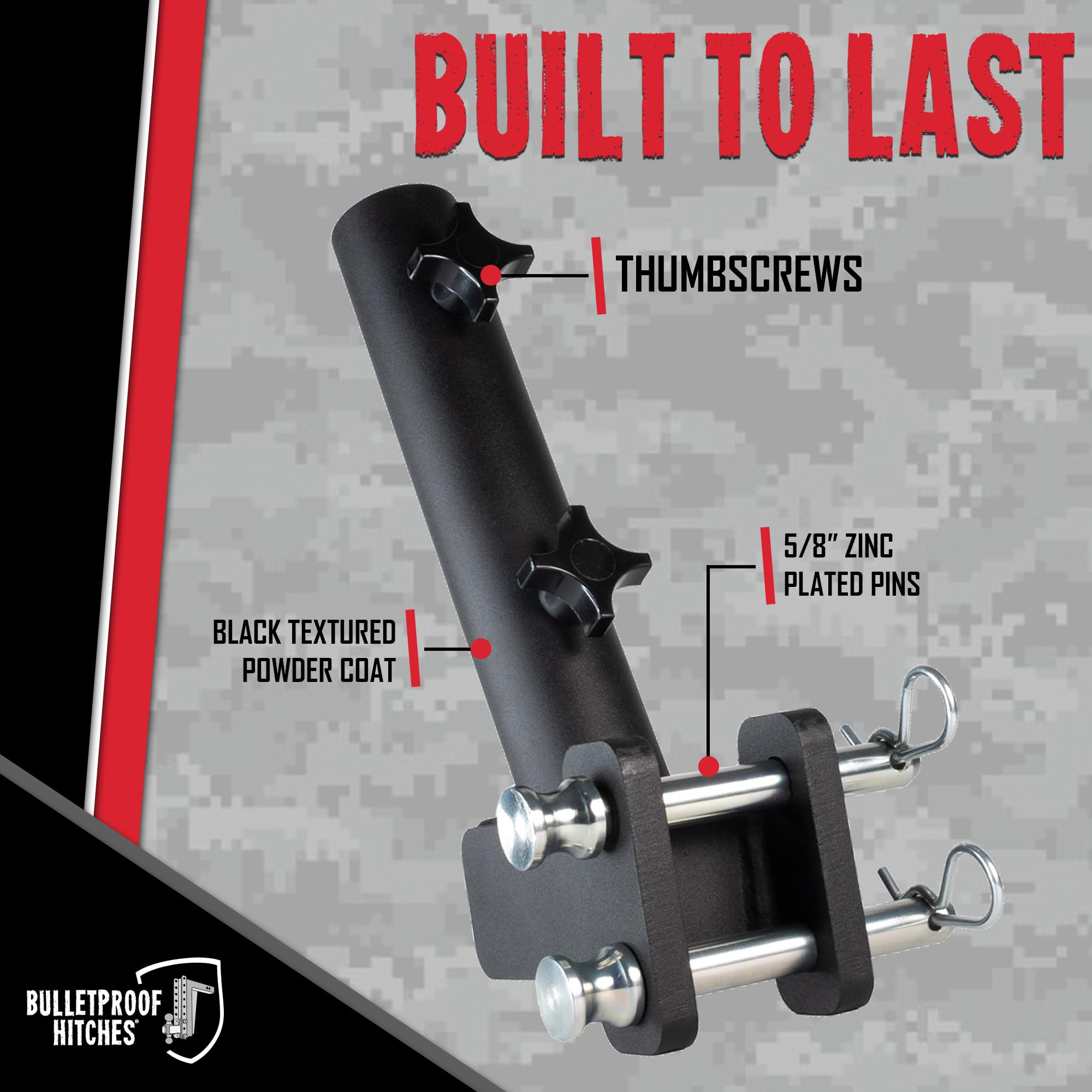 Trailer Hitch Flag Pole Holder - BulletProof Hitches - Flag Holder for Truck, RV, & SUV - Solid Steel, Corrosion Resistant, Black Powder Coat