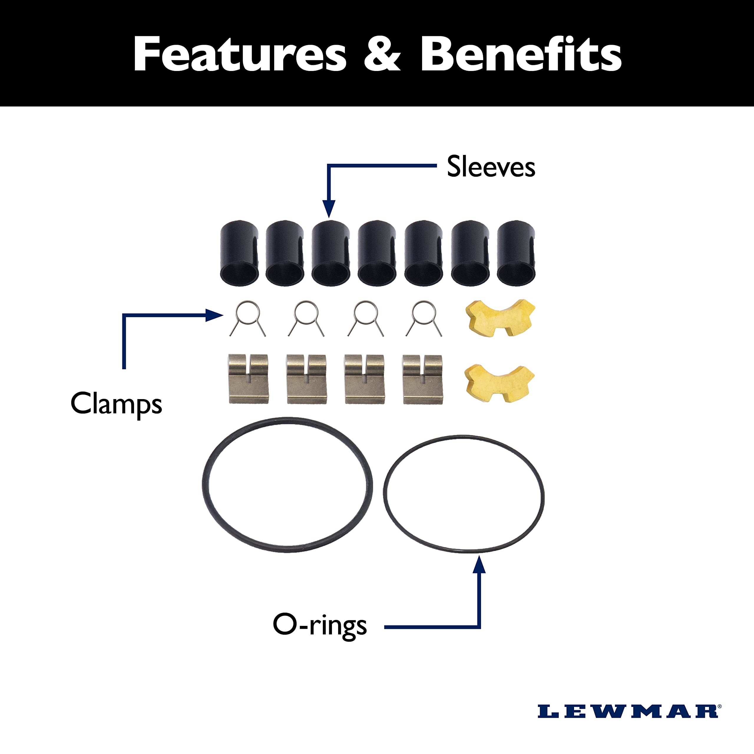 Lewmar Service Kit for 30-48 Self Tailing, EVO ST 30-50, SPT30-50 – Service kit for Ocean ST winches size 30-48 and EVO ST winches size 30-50; includes spare spawls, springs, sleeves, o-rings, clamps