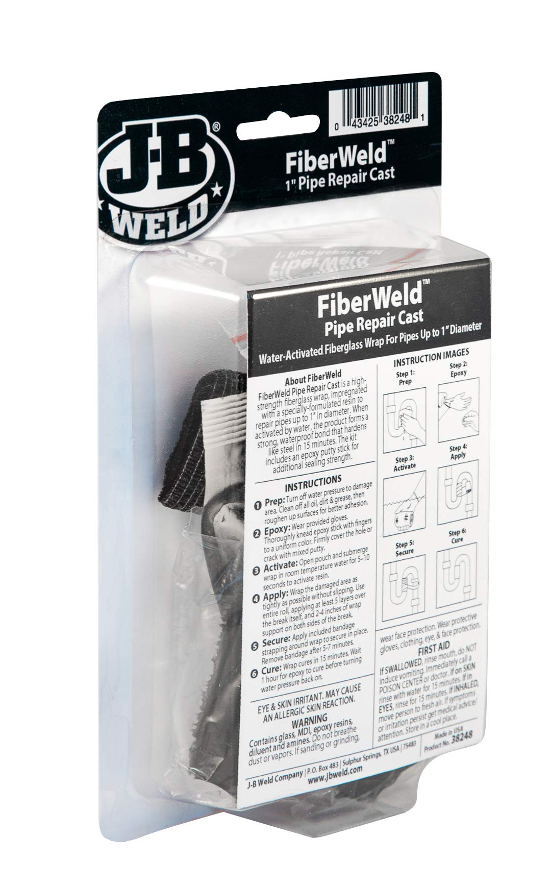 Pipe Repair Cast FiberWeld 2x48 Inch – High Strength Adhesive Fiberglass Wrap – White