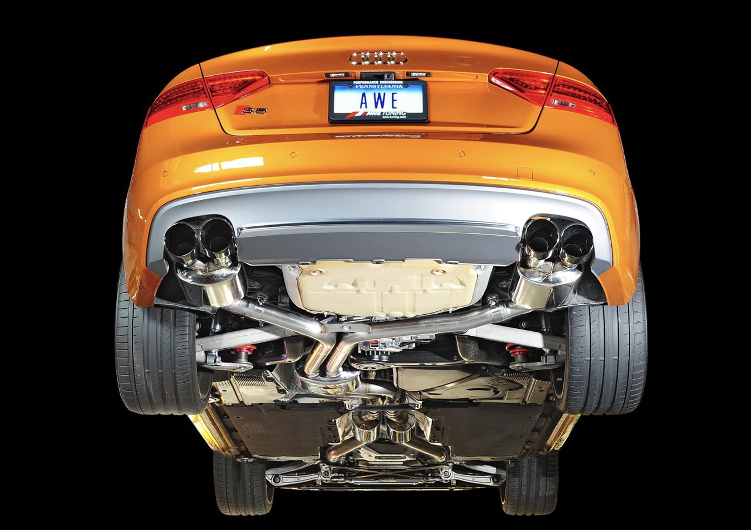 AWE Exhaust Touring Edition for Audi S5 3.0T - Diamond Black Tips (102mm)