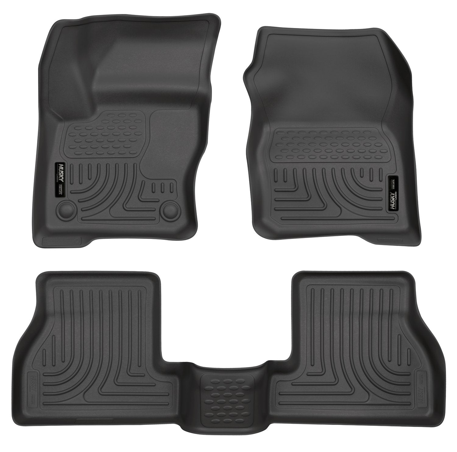 Weatherbeater Husky Liners Floor Mats | Fits 2012-2015 Ford Focus | Front & 2nd Row, 3-pc Black - 98771