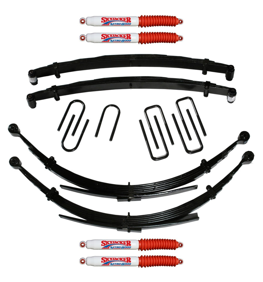 Skyjacker Suspension Lift Kit D600CDKS6-N w/Shock Nitro Shocks 6 in. Front/Rear Lift Incl. Front/Rear Leaf Springs Front/Rear UBolt Kits Front Bushing Kit 4 Shocks
