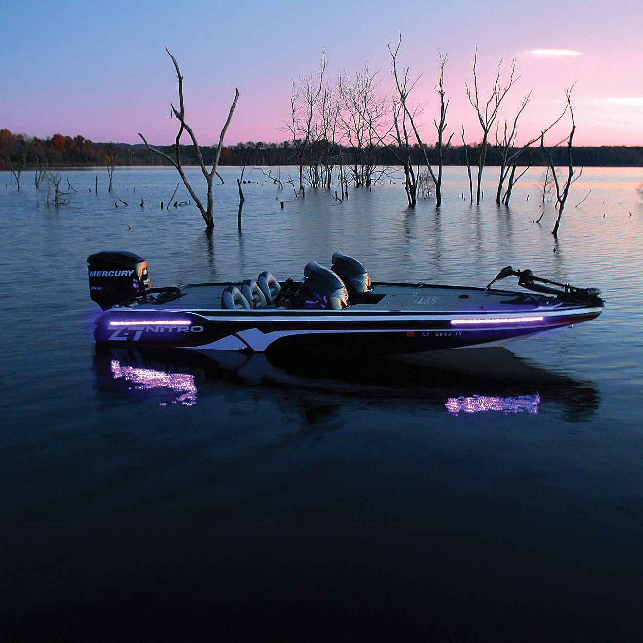T-H Marine High Output BLUEWATERLED UV Blacklight Kit – 2X 40 Ultraviolet LED Strips with 3M™ Adhesive – Night Fishing Glow Lights for Boats – Waterproof, Wide Beam, 10' Wire