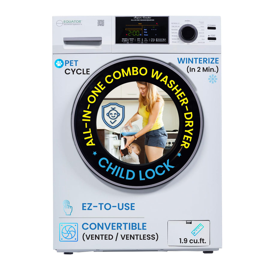 Vented/Ventless Equator Ver 3 Combo Washer Dry-1400RPM Color Coded Display White