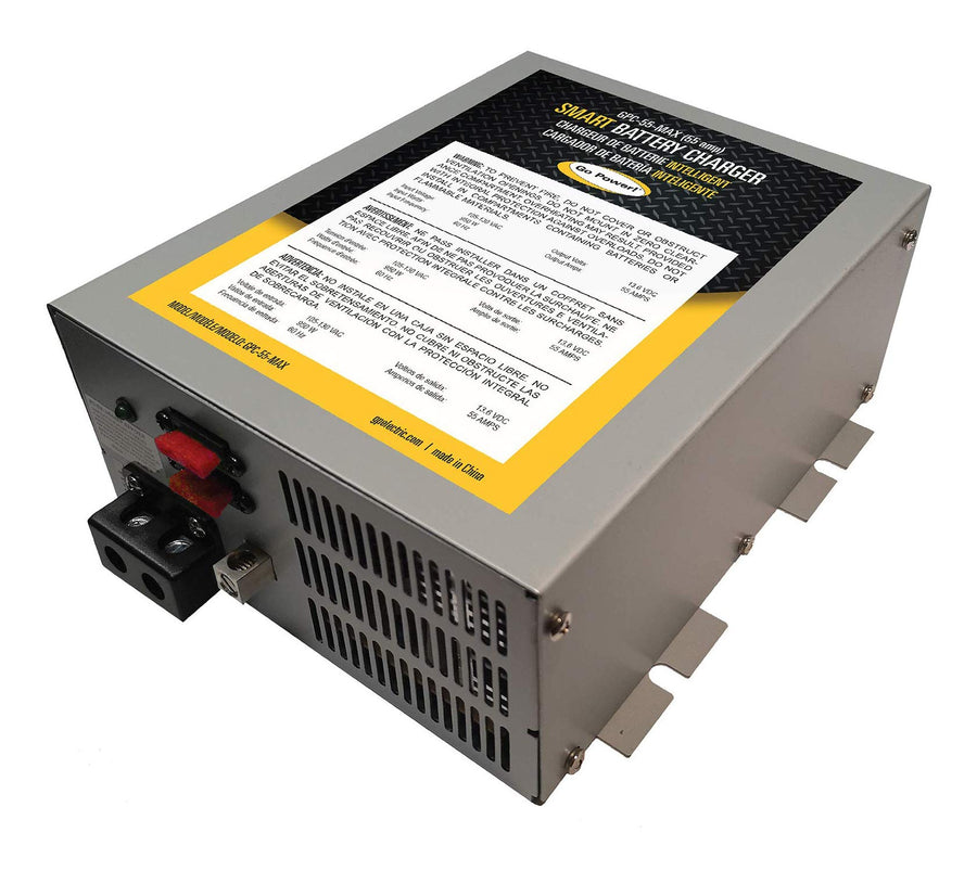 Go Power Smart RV Converter Charger Battery - 3-Stage, Lithium-Compatible Power Converter for RV Batteries - Extends Deep-Cycle Battery Life - High Continuous Output (55 Amp) for 12-Volt Loads