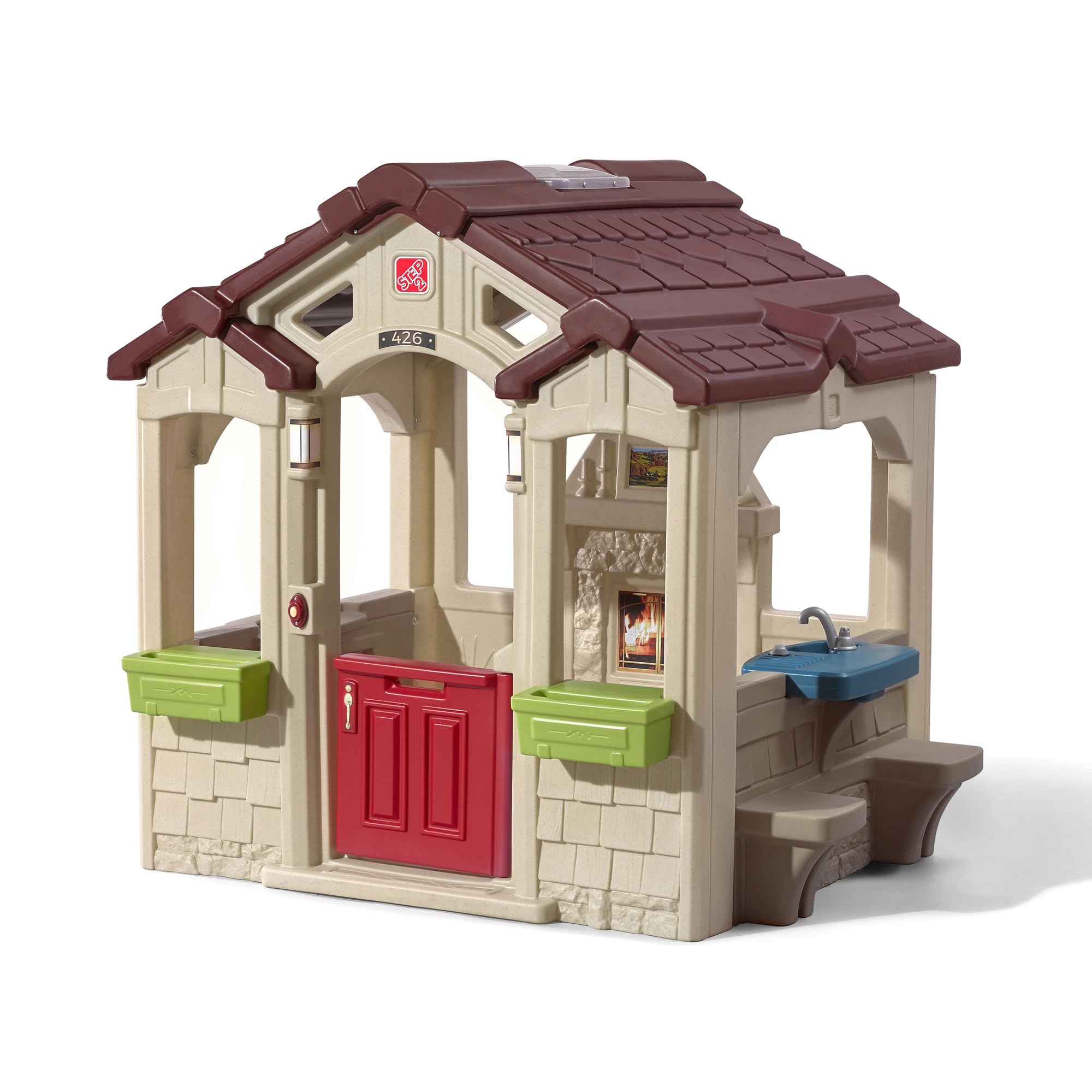 Step2 Kids Charming Cottage Playhouse, Indoor and Outdoor Clubhouse Playset, Interactive Sounds, Toddlers 2+ Years Old, Easy to Assemble