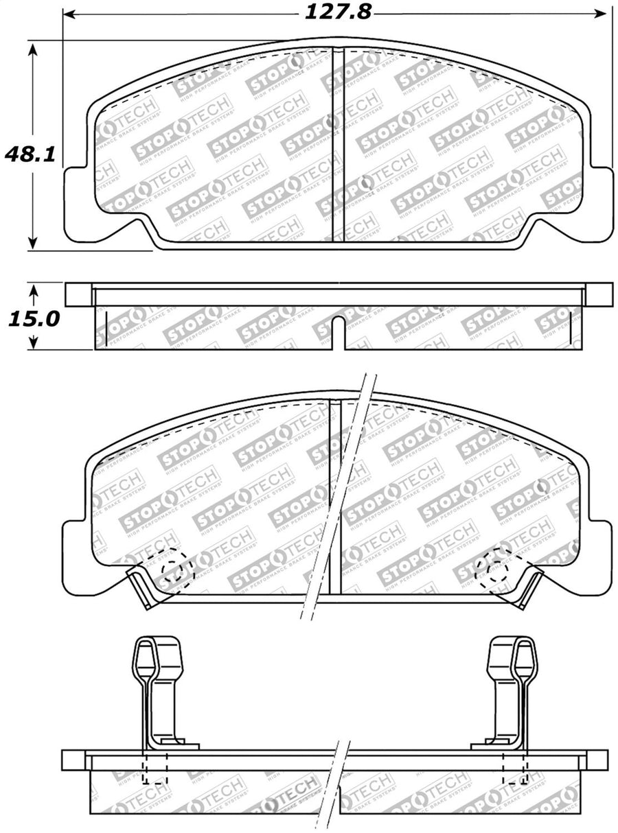 Front StopTech 308.02730 Brake Pads with Shims and Hardware Street