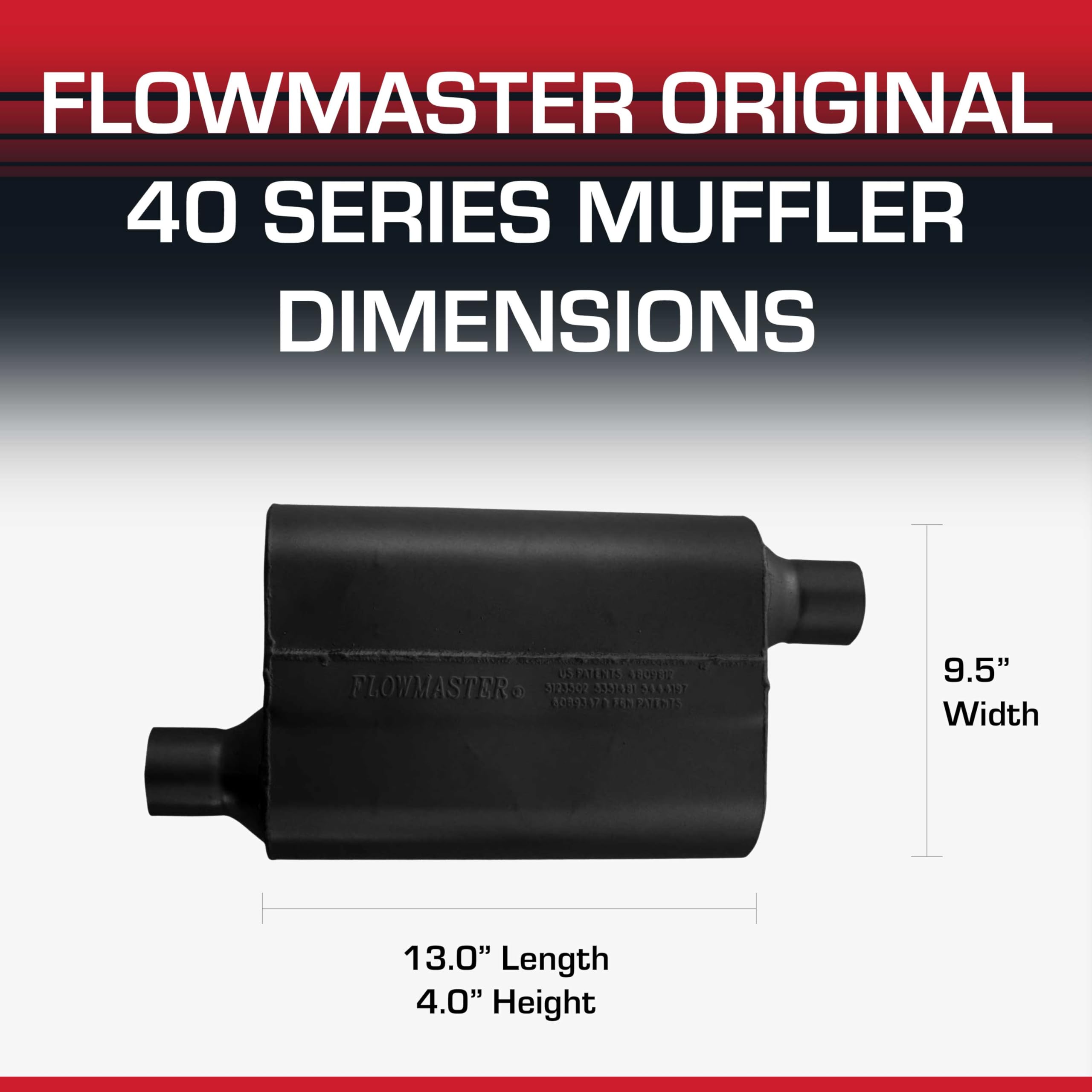 Flowmaster 40 Series Muffler Original Chambered – 2.25” Offset In / 2.25” Offset Out – Aggressive Sound – 16-Gauge Aluminized Steel – For Muscle Cars, Street Rods, Trucks & SUVs (42443)