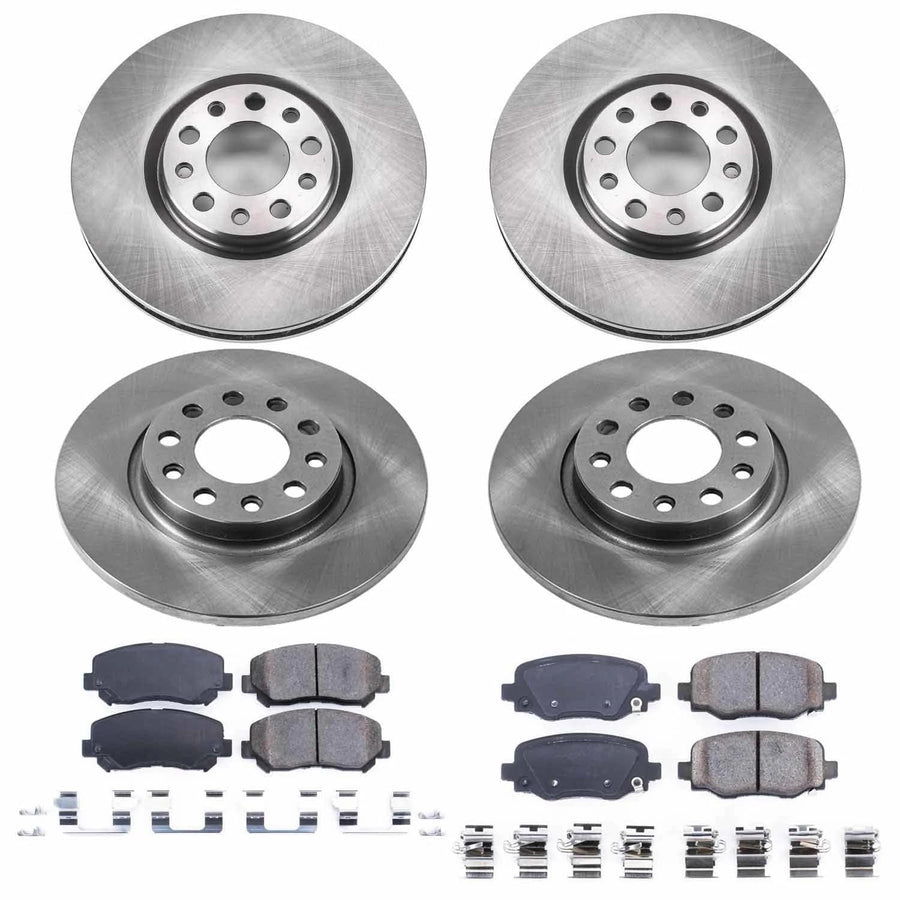 Power Stop Autospecialty KOE7288 Front and Rear Replacement Brake Kit-OE Brake Rotors & Ceramic Brake Pads For Chrysler 200 2015-2017 [Model Specific]