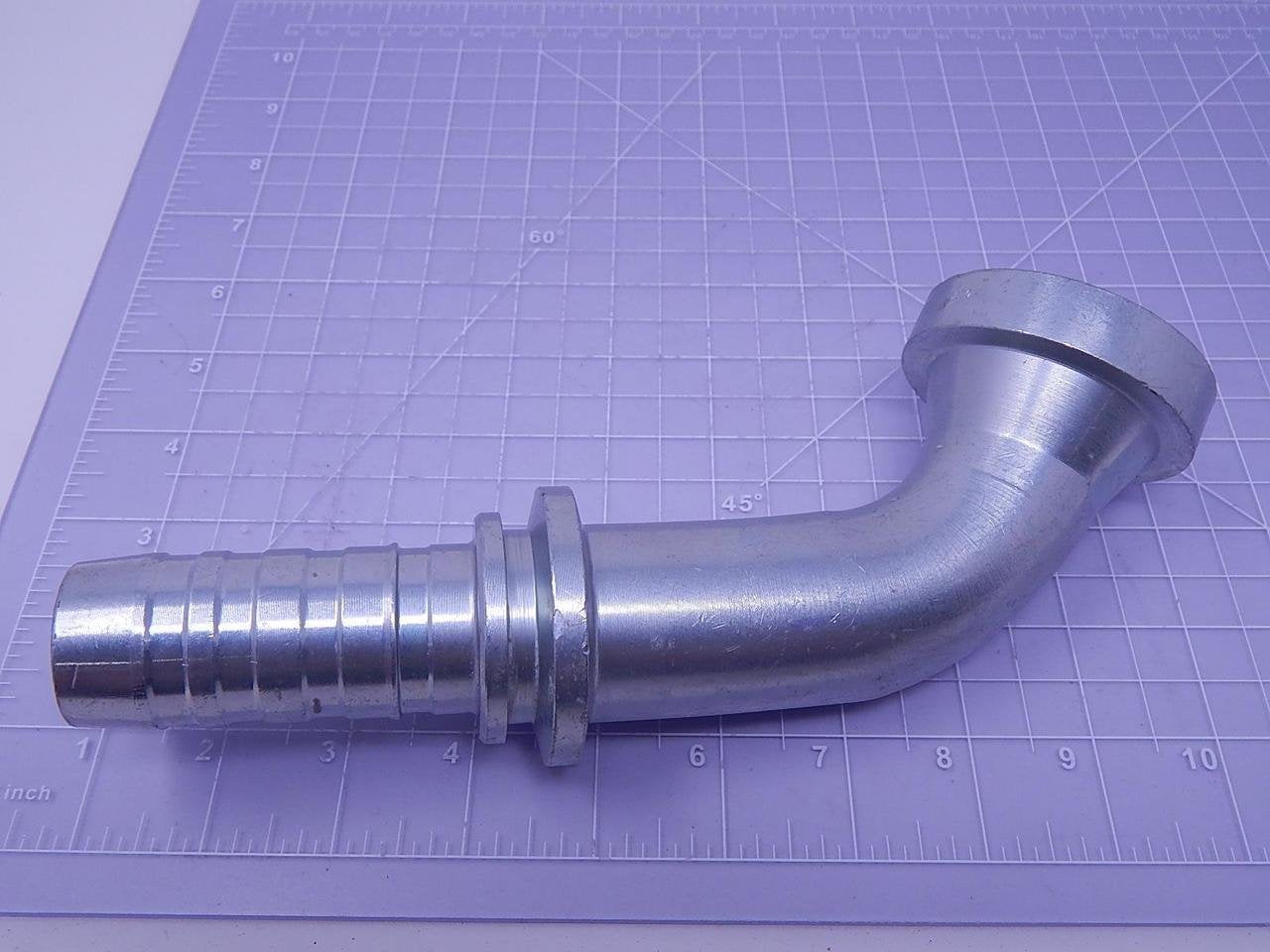 GlobalSpiral Couplings Gates 20GS-24FLC60-052, Caterpillar Style O-Ring Flange, Zinc Plated Carbon Steel, 7.80", 60° Bent Tube, 1 1/4" ID