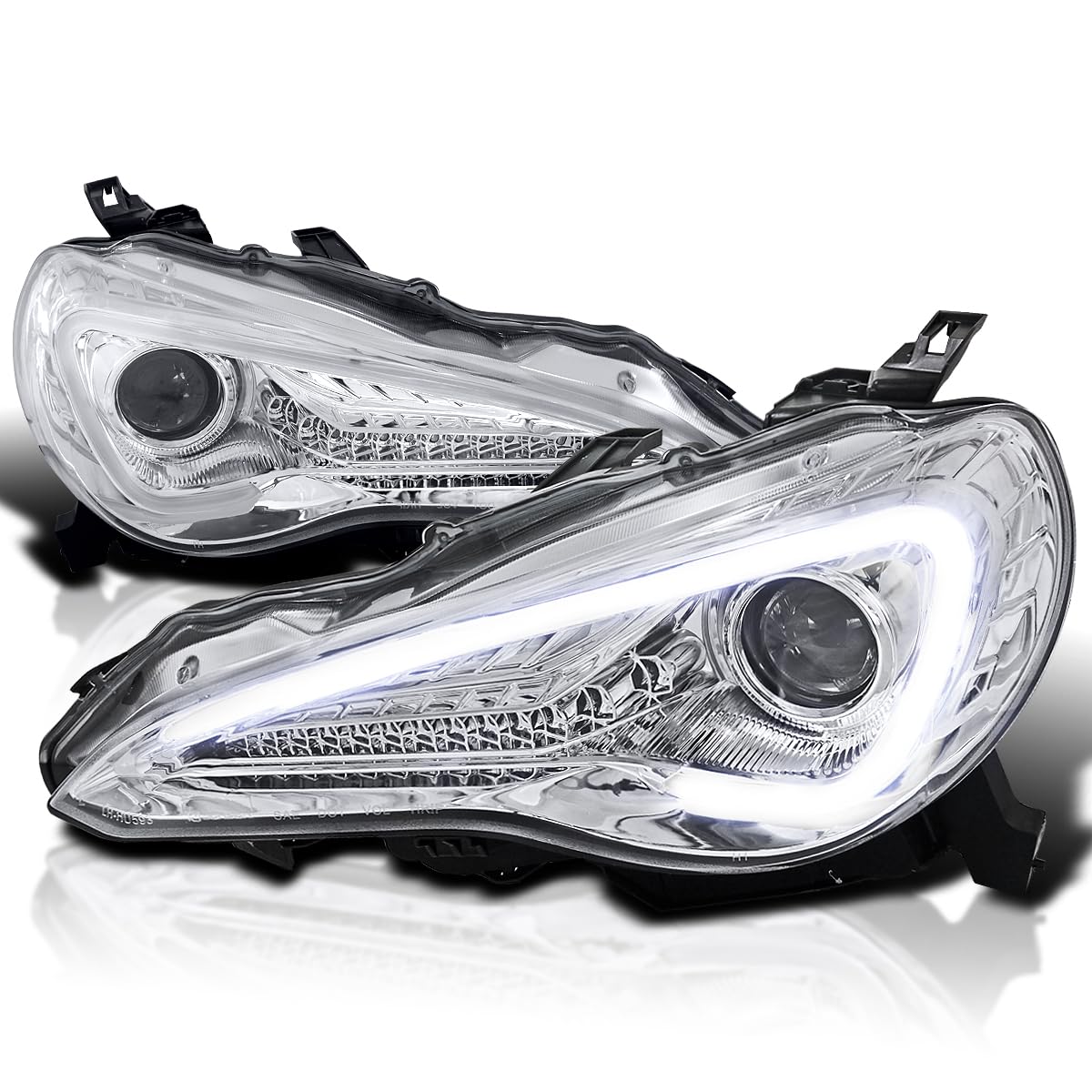 Spec-D Tuning Chrome LED Projector Headlights Compatible with 2013-2016 Scion FR-S with Factory Halogen Headlight