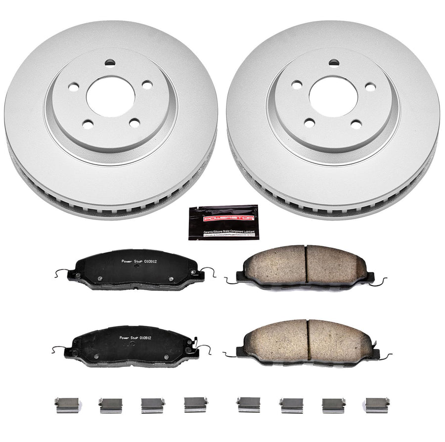 Coated Brake Rotor & Ceramic Brake Pads Power Stop CRK5407- front For Ford Mustang 2011-2014 [Model Specific]
