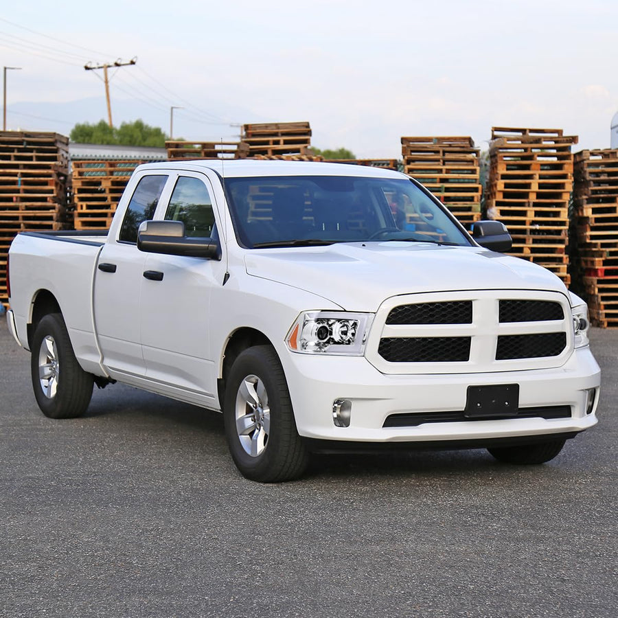Chrome Projector Headlights SPEC-D TUNING w/Sequential Switchback LED Signal Compatible with 2009-18 Dodge RAM 1500/2500/3500, 2019-24 Dodge RAM 1500 Left + Right Pair Headlamps Assembly