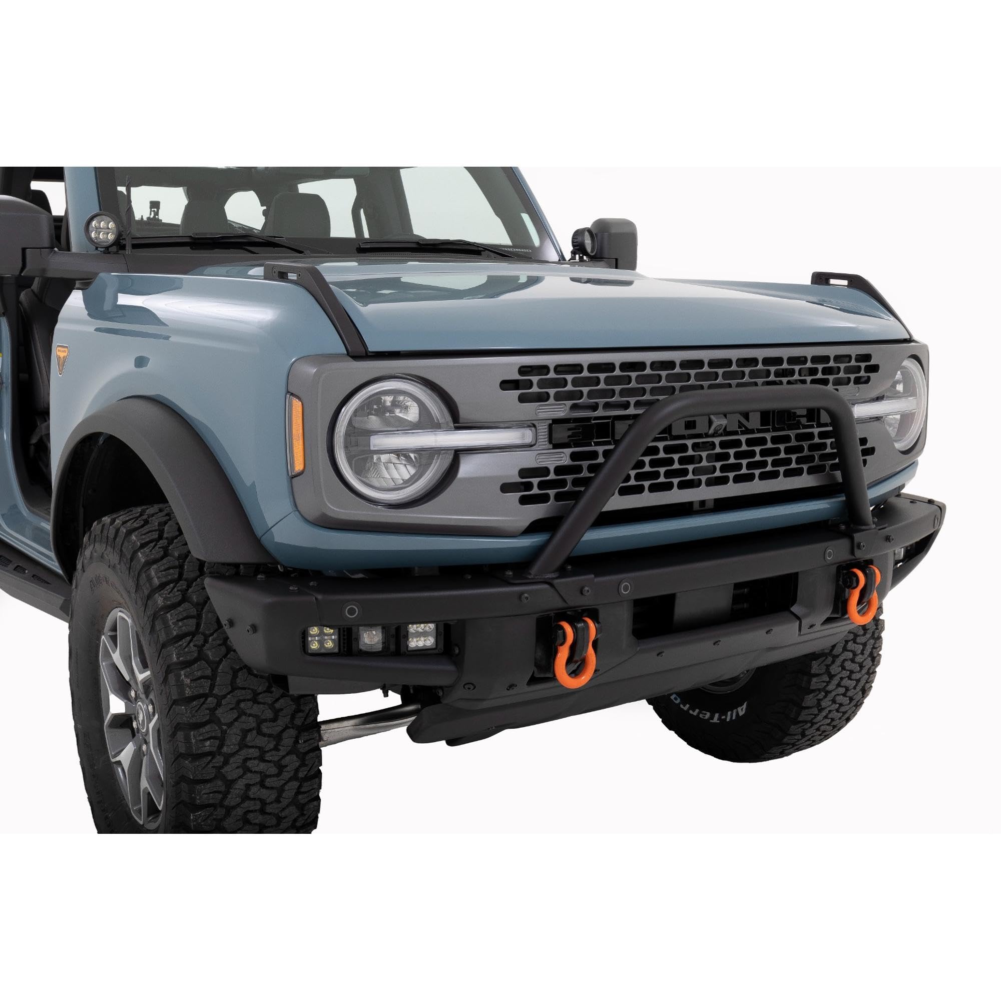 Rough Country Bull Bar Safari with Dual 3" Wide Angle LED Light for Ford Bronco (2021-2025) - 2" Tubular Bar with (2) 3-inch Wide-Beam LED Lights