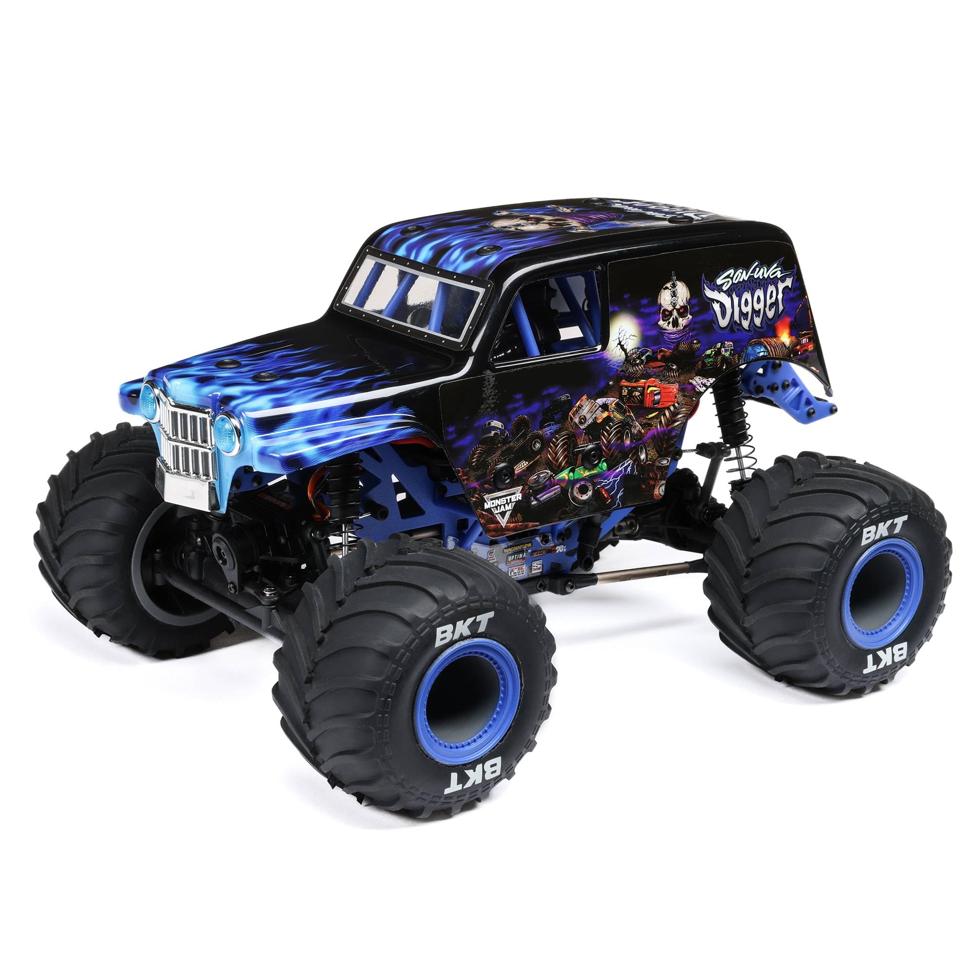 Losi 1/18 Mini Son Uva Digger LMT 2S 4X4 RTR Brushed Monster Truck Battery & Charger Included Blue LOS01026T2