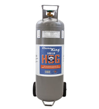 100LB Flame King Empty Propane Tank with Wheels, Horizontal & Vertical LP Cylinder with Built-in Gauge for Fire Tables, Fire Pits, Patio Heaters, Barbeques, Lunch Trucks, Weed Torches & Truck Campers