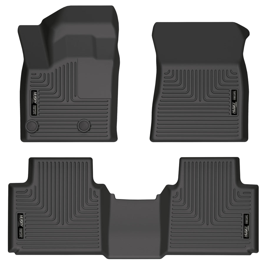 Weatherbeater Husky Liners Floor Mats | Fits 2022-2025 Mitsubishi Outlander | Front & 2nd Row, 4-pc Black - 95191