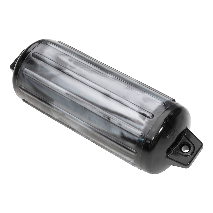 Taylor Made Super Gard Inflatable Boat Fender Vinyl 8.5" x 26", Double-Molded Ends, Fits 5/8" Lines, for Boats 15-35', Ribbed Design, Rubber Football Needle Inflation, Black Swirl - 2020122340