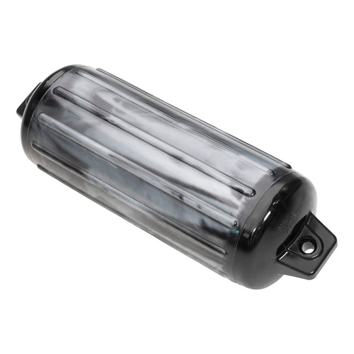 Taylor Made Super Gard Inflatable Boat Fender Vinyl 8.5" x 26", Double-Molded Ends, Fits 5/8" Lines, for Boats 15-35', Ribbed Design, Rubber Football Needle Inflation, Black Swirl - 2020122340