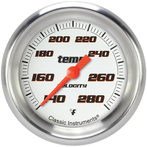 Velocity White Classic Instruments 2 5/8 in Water Temperature Gauge VS326WAPF-02 1/8