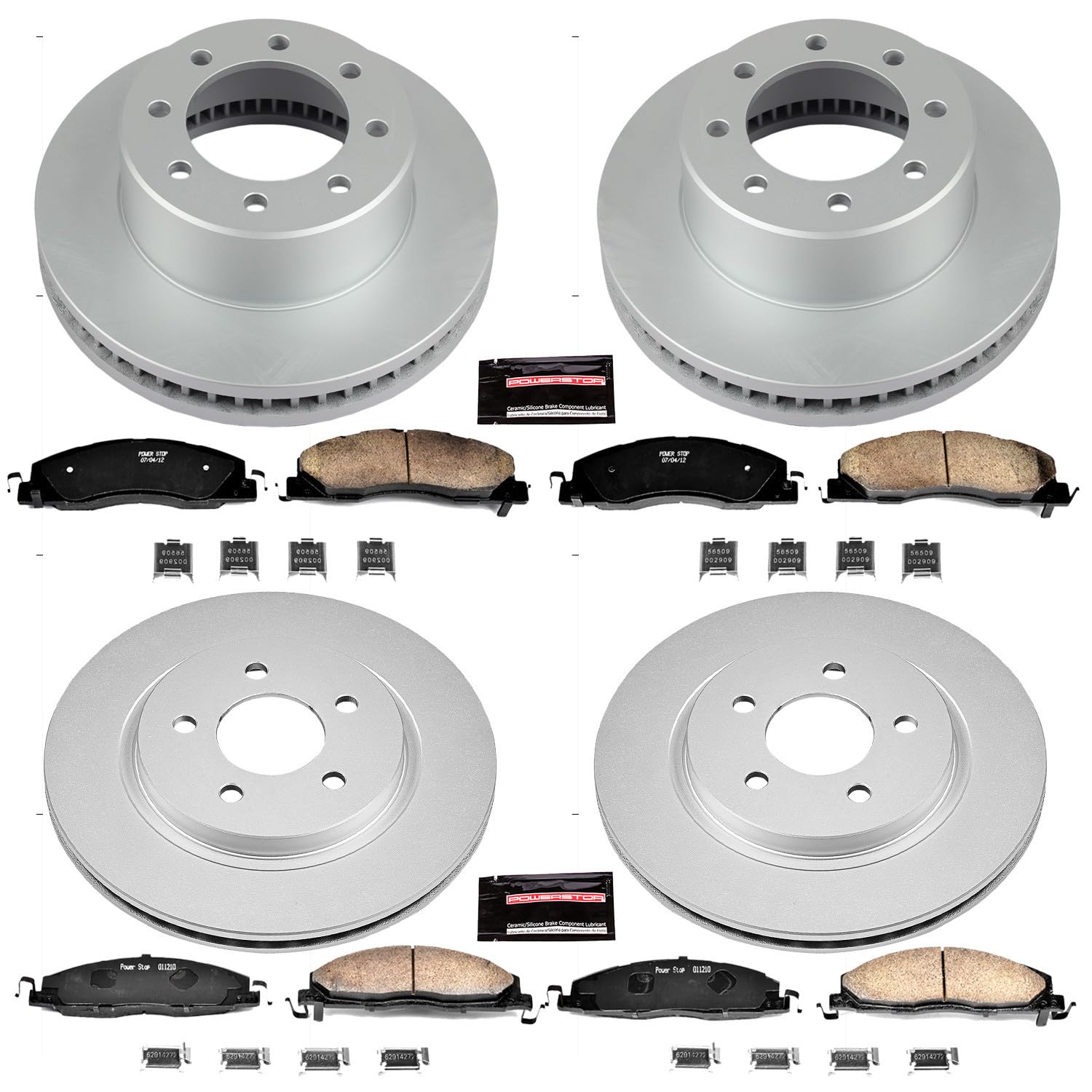 Power Stop Coated Brake Rotor & Ceramic Brake Pads- front CRK5458 & rear