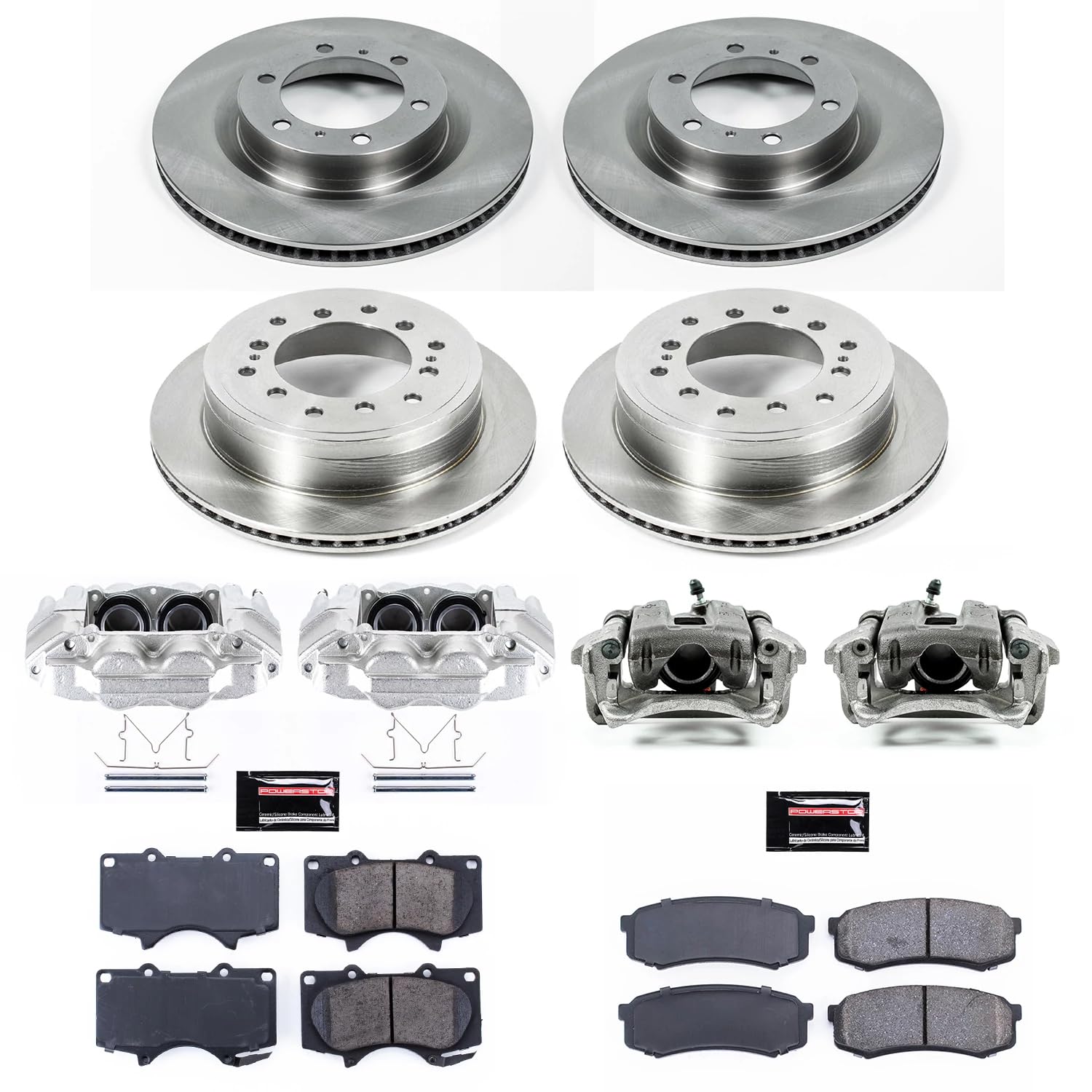 Power Stop KCOE5874 Replacement Autospeciality Front and Rear Caliper Kit- OE Rotors, Ceramic Brake Pads, Calipers For Lexus GX460 2010-2015, Toyota 4Runner 2010-2015 [Model Specific]