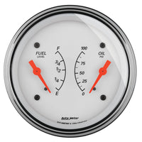 Auto Meter Arctic White Oil/Fuel Dual Gauge 1313