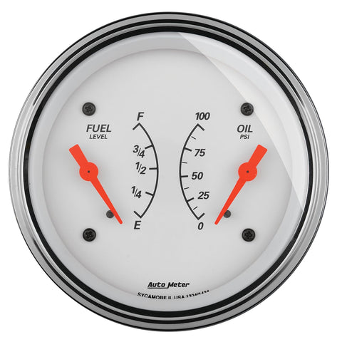 Auto Meter Arctic White Oil/Fuel Dual Gauge 1313