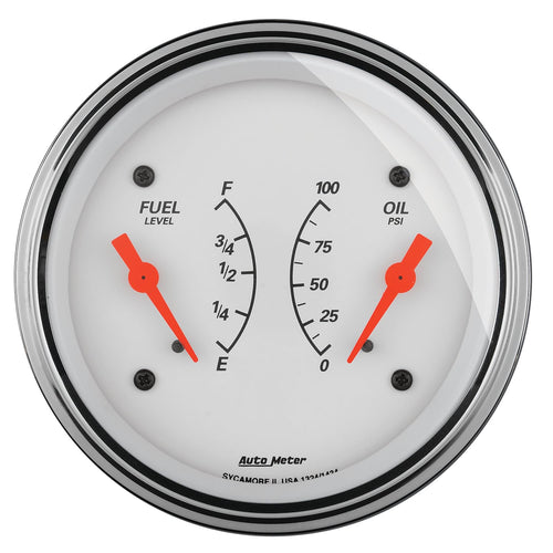 Auto Meter Arctic White Oil/Fuel Dual Gauge 1313