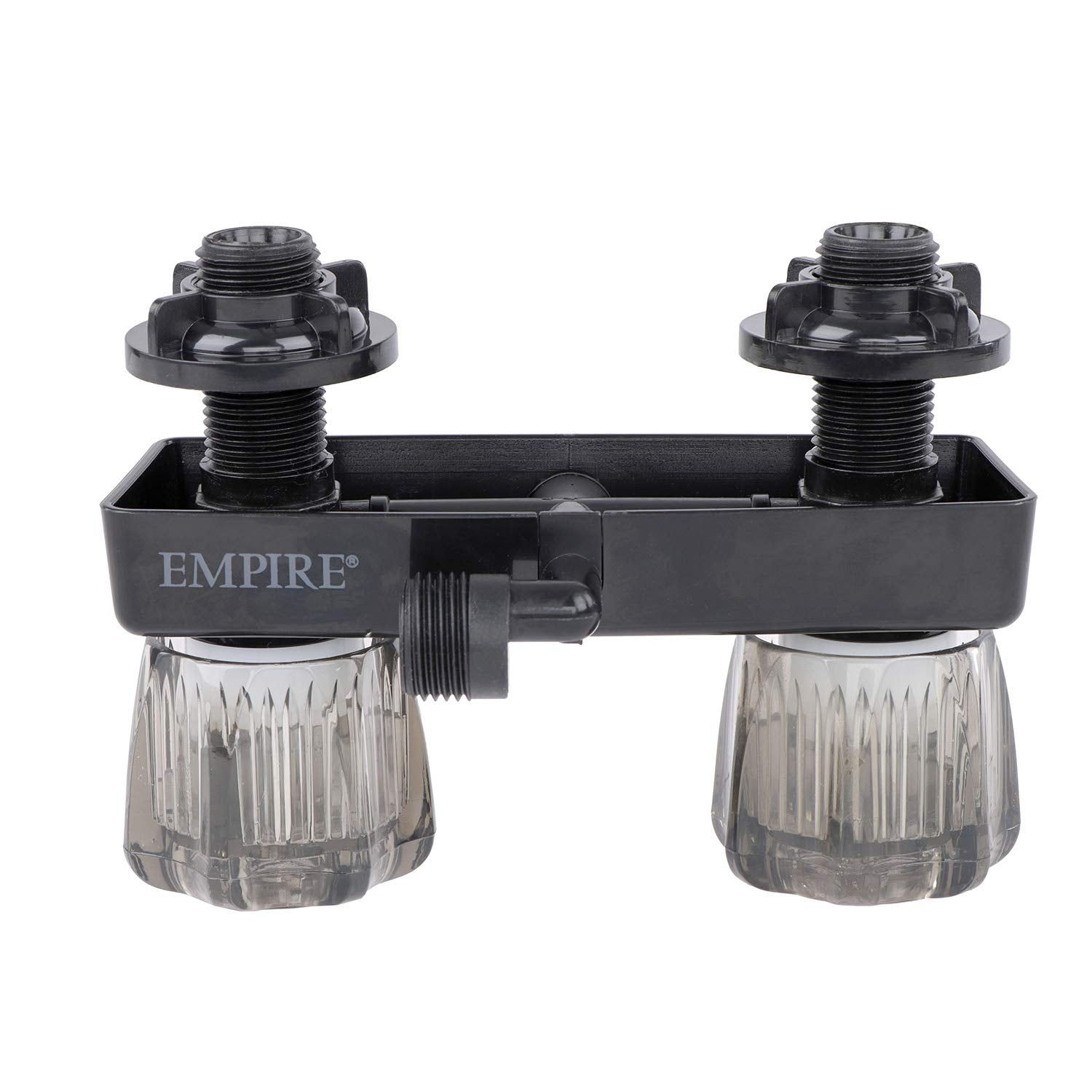 U-YJW9053VBLK-A Empire Faucets 4" Non-Metallic RV Shower Valve with 90° Elbow Vacuum Breaker & Crystal Jewelite Handles - Black Matte