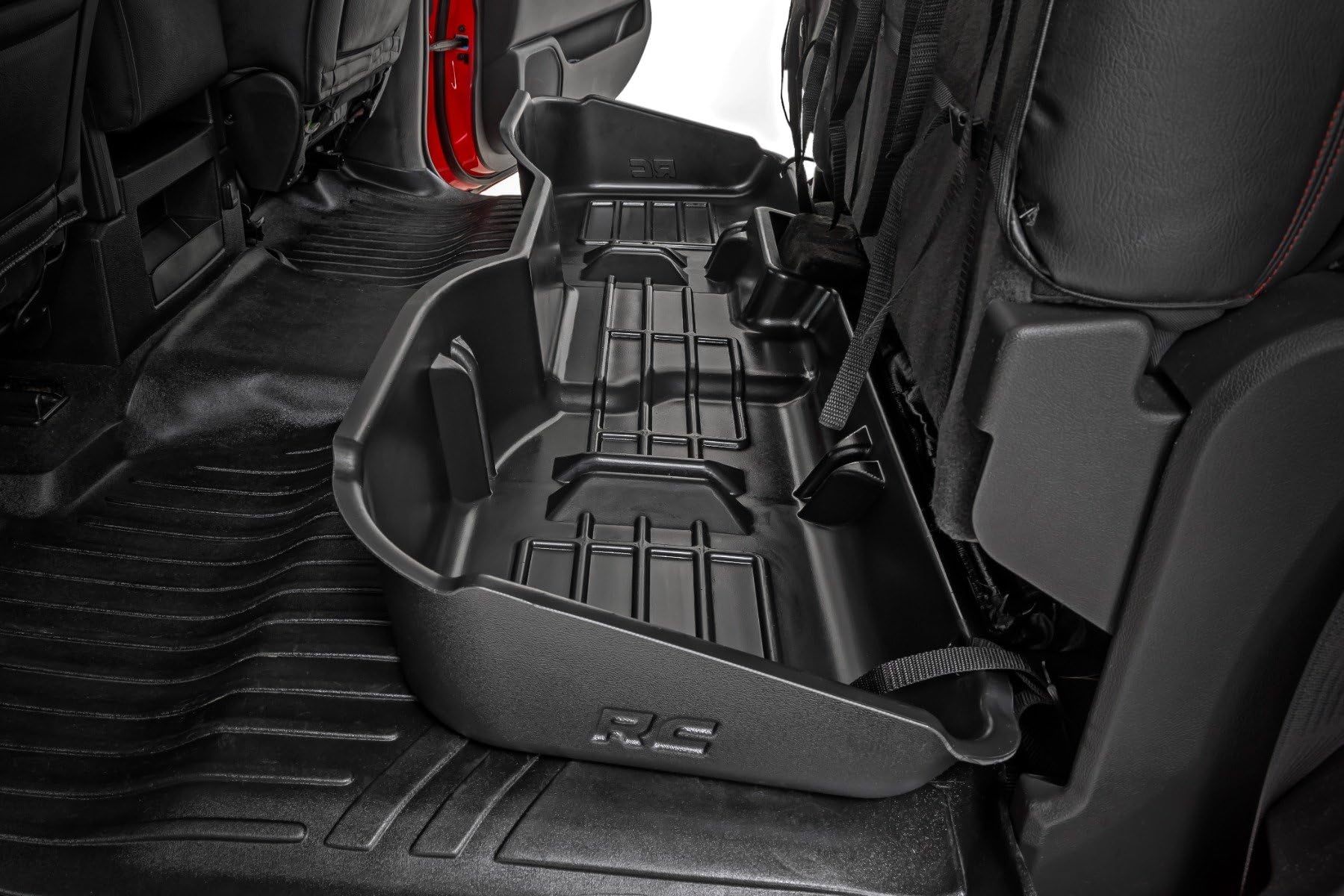 Rough Country Under Seat Storage for Chevy Silverado 1500 (2014-2018) & 2500HD/3500HD Crew Cab - Under Seat Custom-Fit Truck Storage, Durable, Anti-Skid Thermoplastic