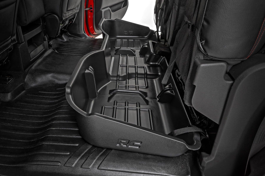 Rough Country Under Seat Storage for Chevy Silverado 1500 (2014-2018) & 2500HD/3500HD Crew Cab - Under Seat Custom-Fit Truck Storage, Durable, Anti-Skid Thermoplastic